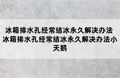 冰箱排水孔经常结冰永久解决办法 冰箱排水孔经常结冰永久解决办法小天鹅